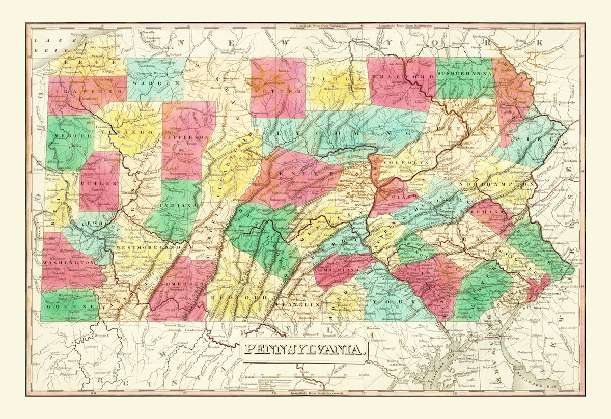 Preview of Vintage Map of Pennsylvania 1831