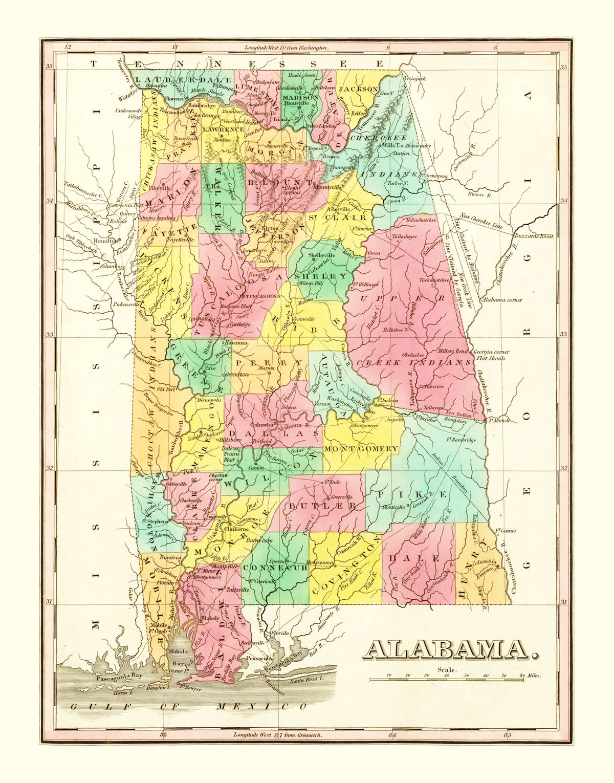Preview of Vintage Map of Alabama 1831