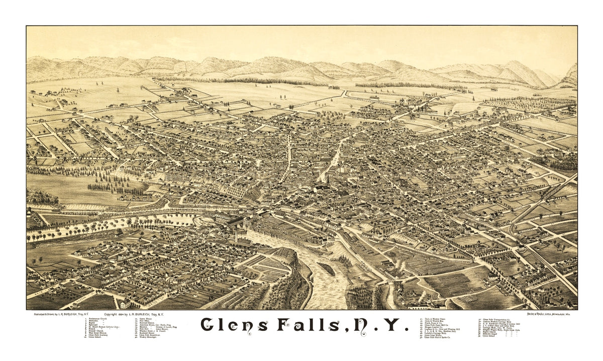 Preview of Vintage Map of Glens Falls, New York 1884