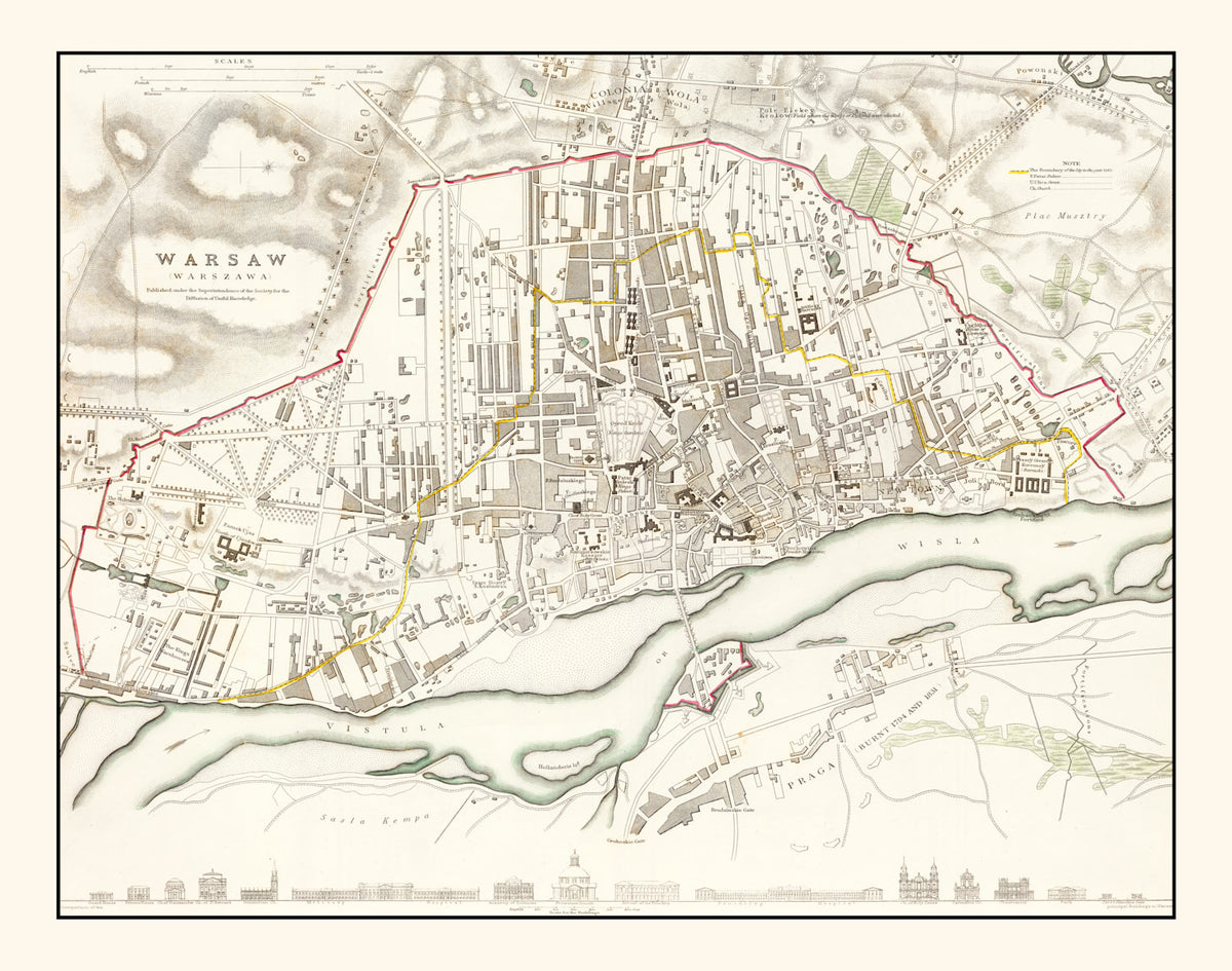 Preview of Vintage Map of Warsaw, Poland 1831