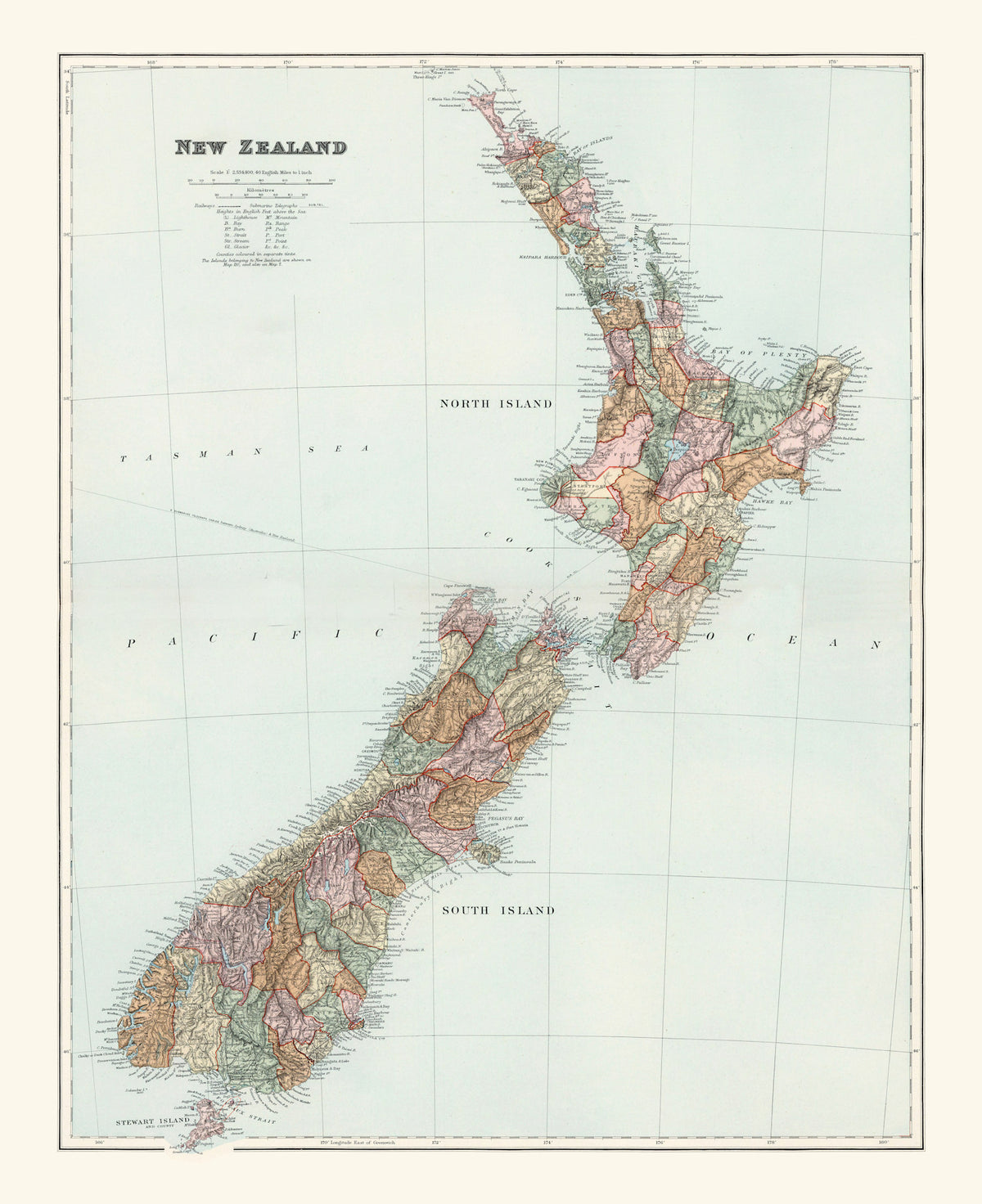 Preview of Vintage Map of New Zealand 1904