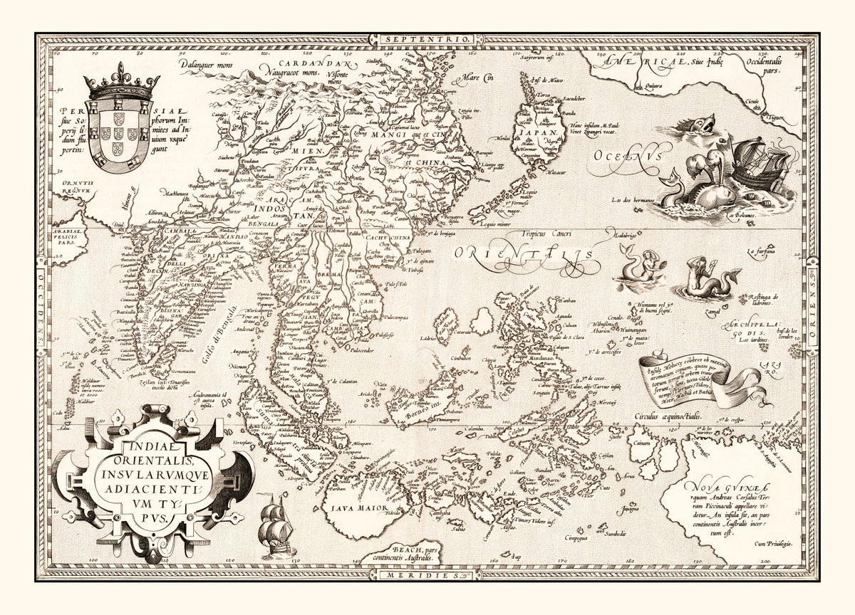 Preview of Vintage Map of India, Japan, China & Indonesia 1570