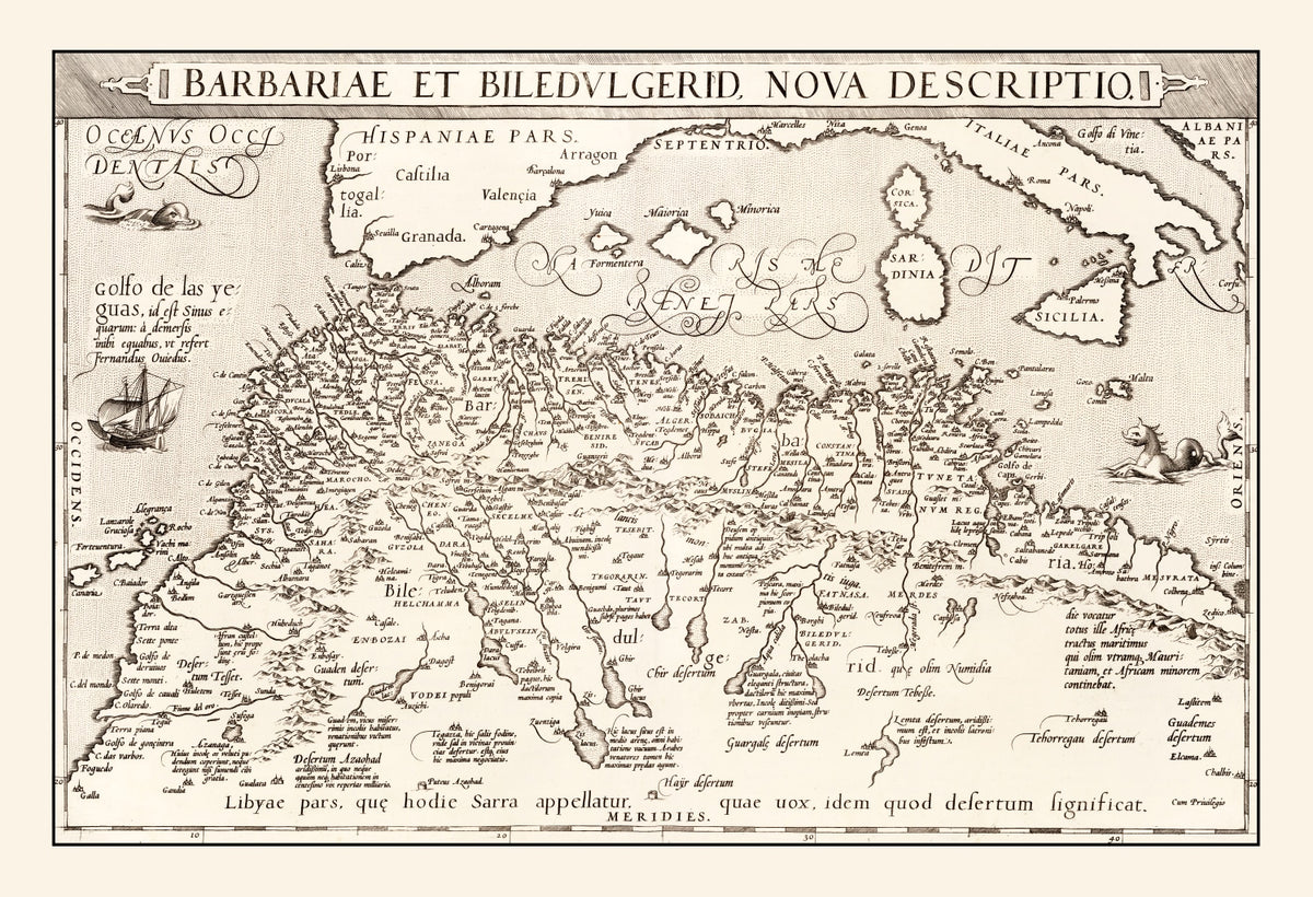 Preview of Vintage Map of North Africa & the Mediterranean Sea, 1570