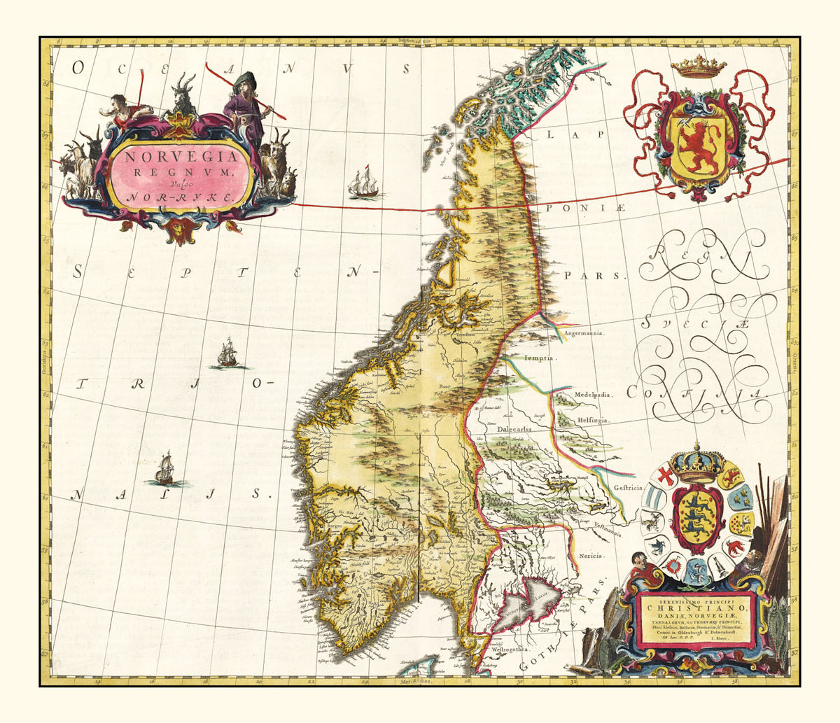 Preview of Vintage Map of Norway 1665