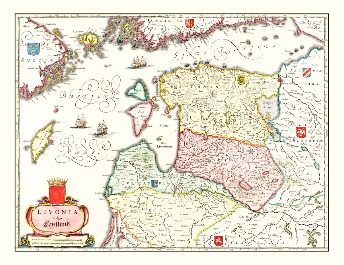 Preview of Vintage Map of Estonia, Latvia & Lithuania 1665