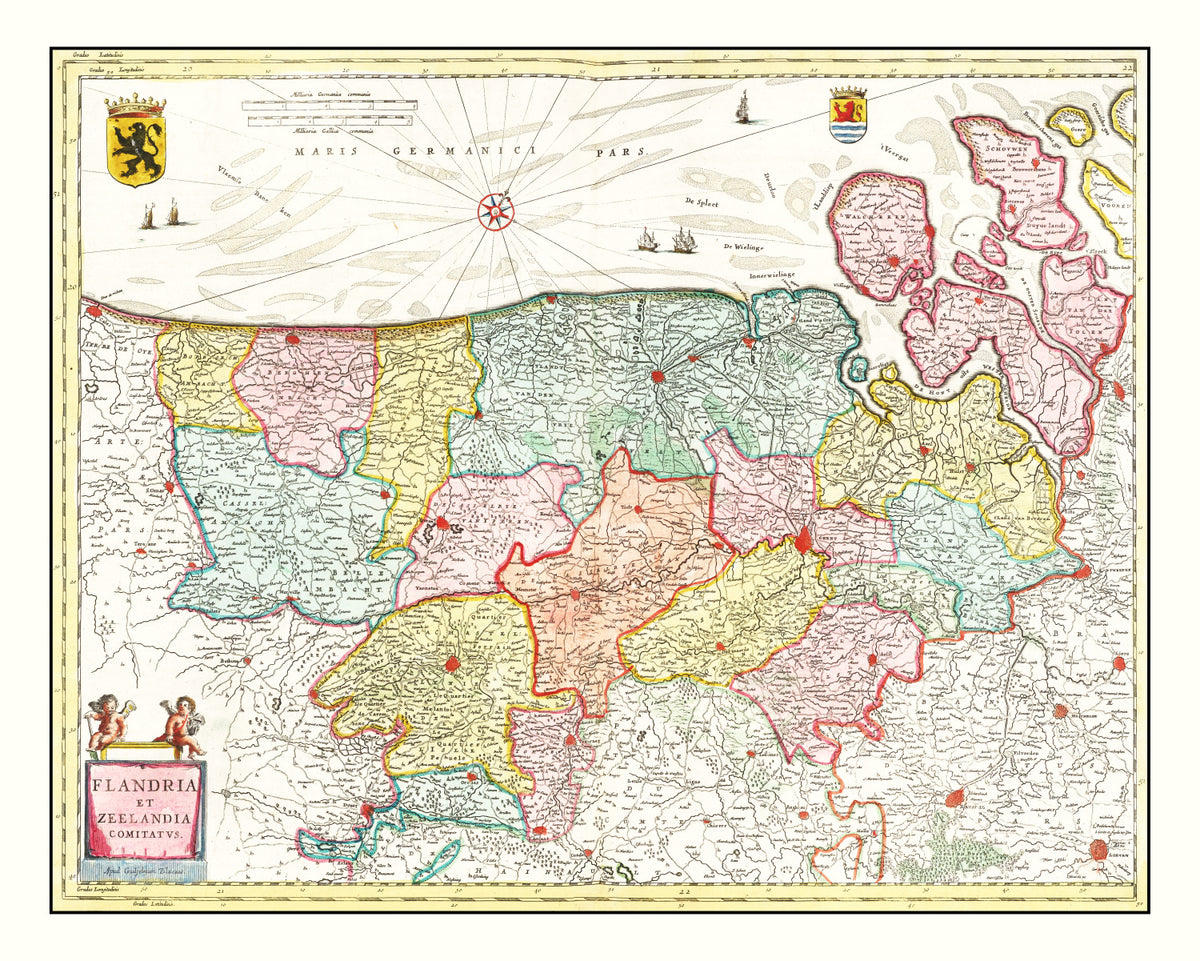 Preview of Vintage Map of Flanders & Zeeland Belgium 1665