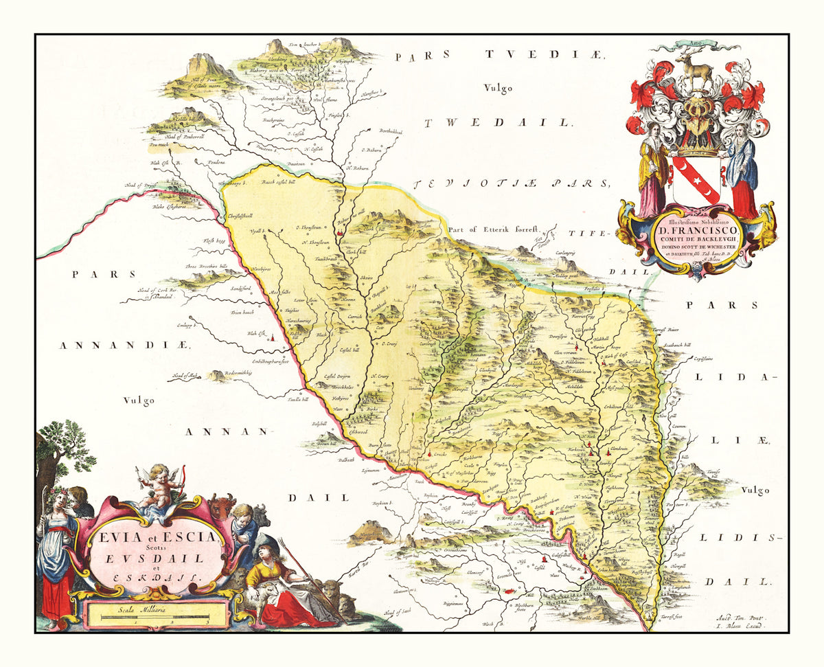 Preview of Vintage Map of Eskdale, Scotland 1665