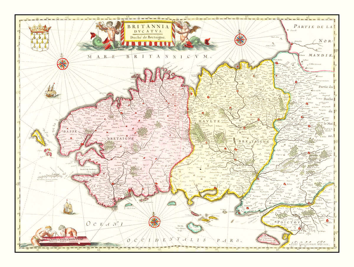 Preview of Vintage Map of Bretagne (Brittany), France 1665
