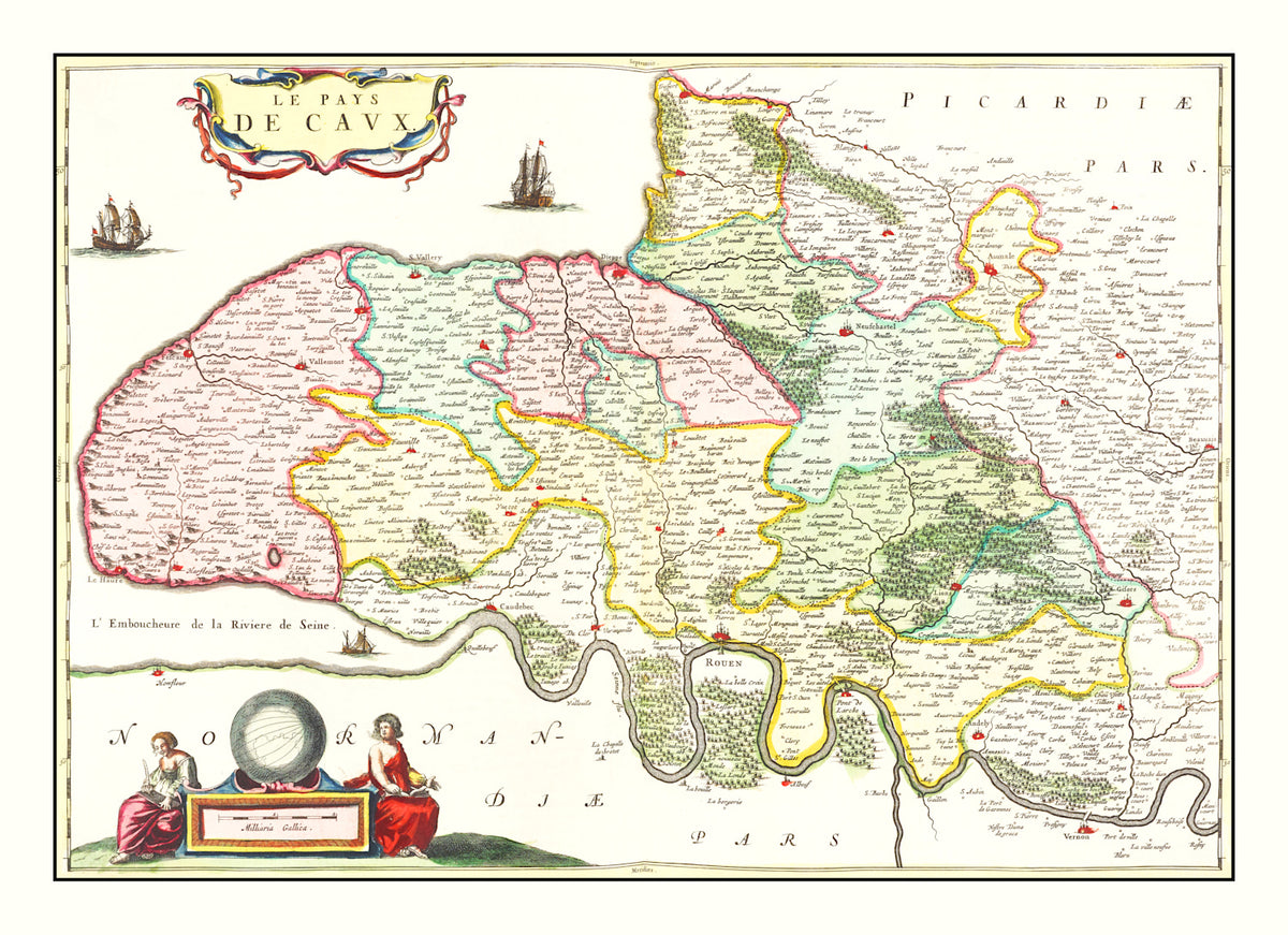 Preview of Vintage Map of Pays de Caux, France 1665