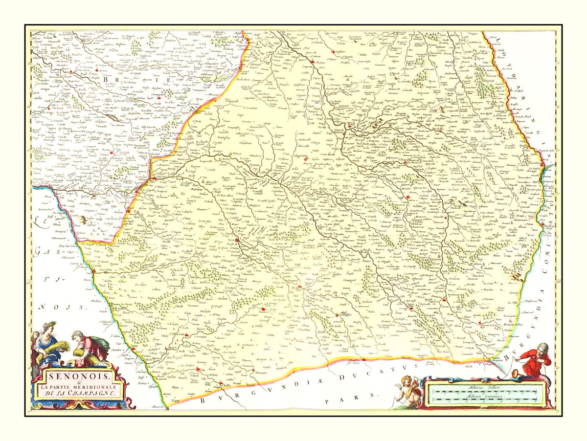 Preview of Vintage Map of Southern Champagne, France 1665