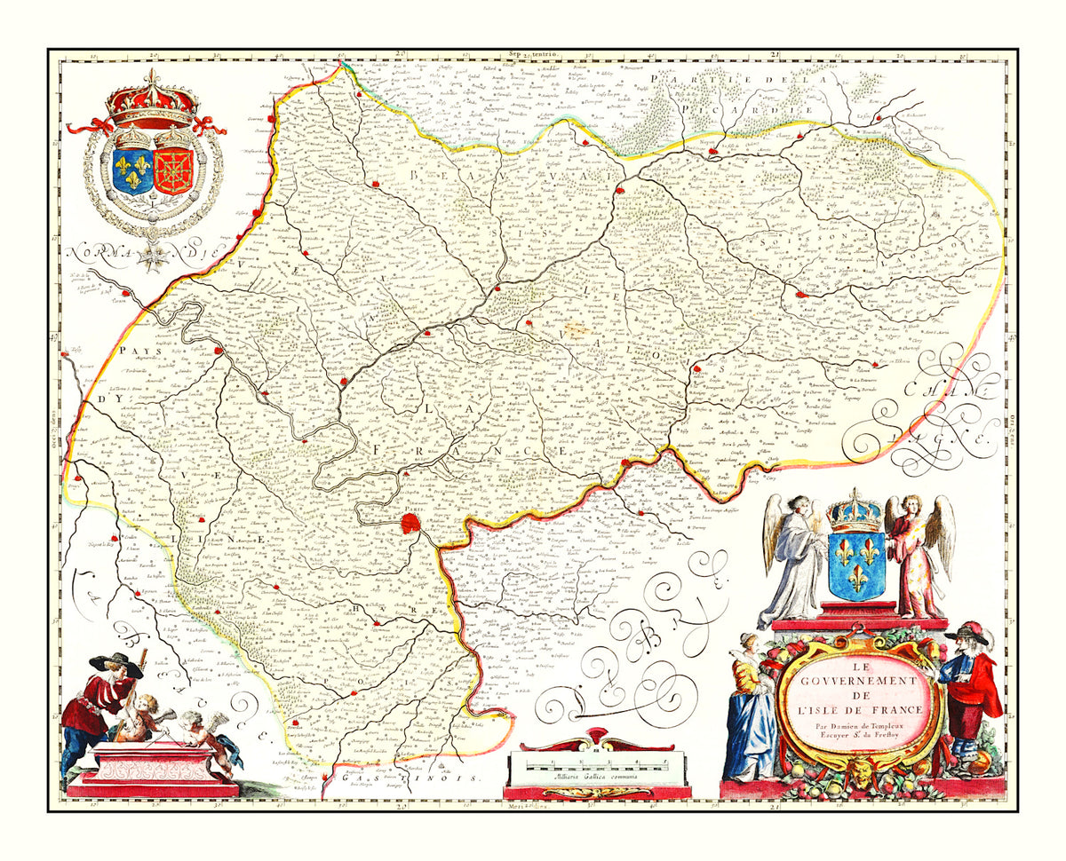 Preview of Vintage Map of Ile-de-France 1665