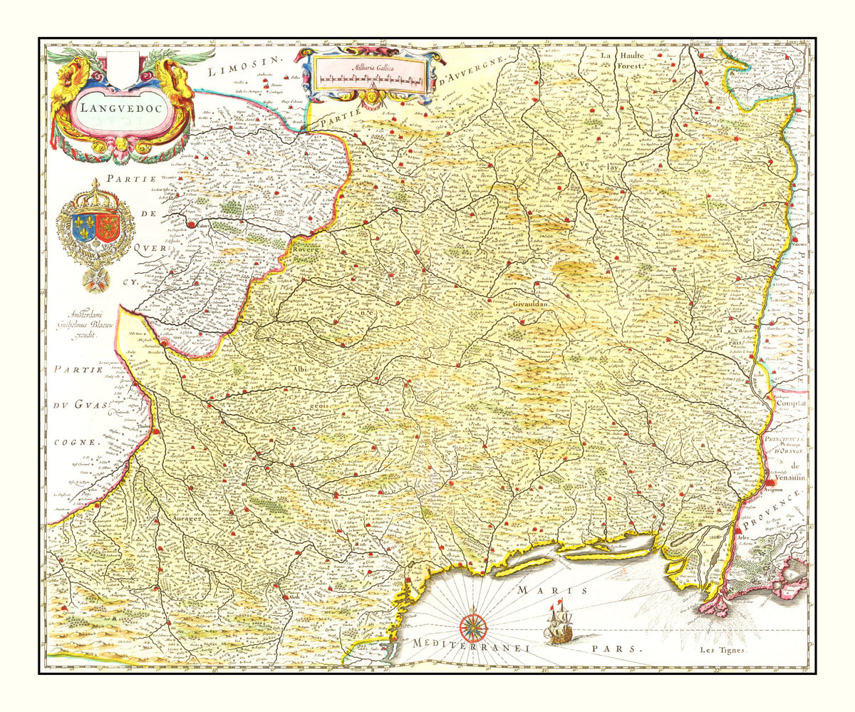 Preview of Vintage Map of Languedoc, France 1665