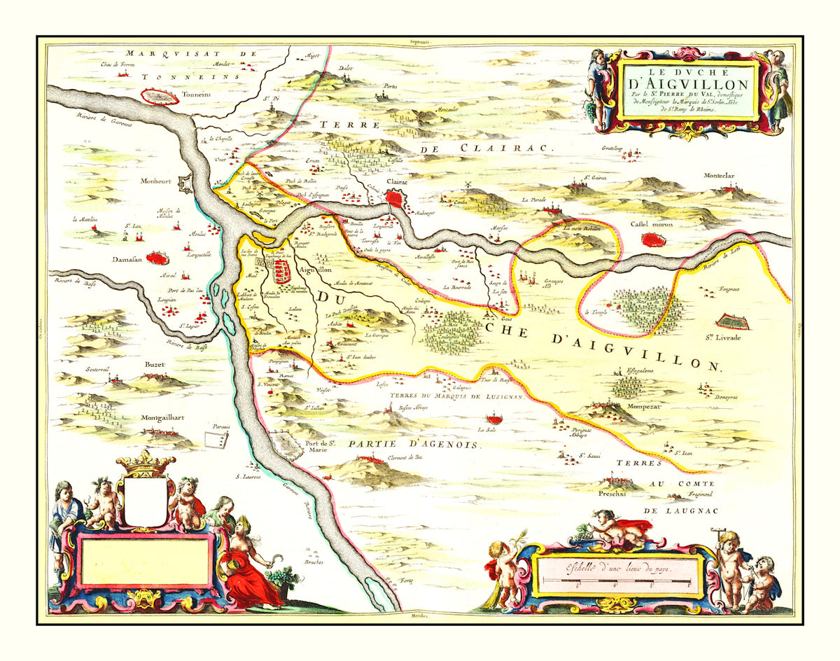 Preview of Vintage Map of Aiguillon, France 1665
