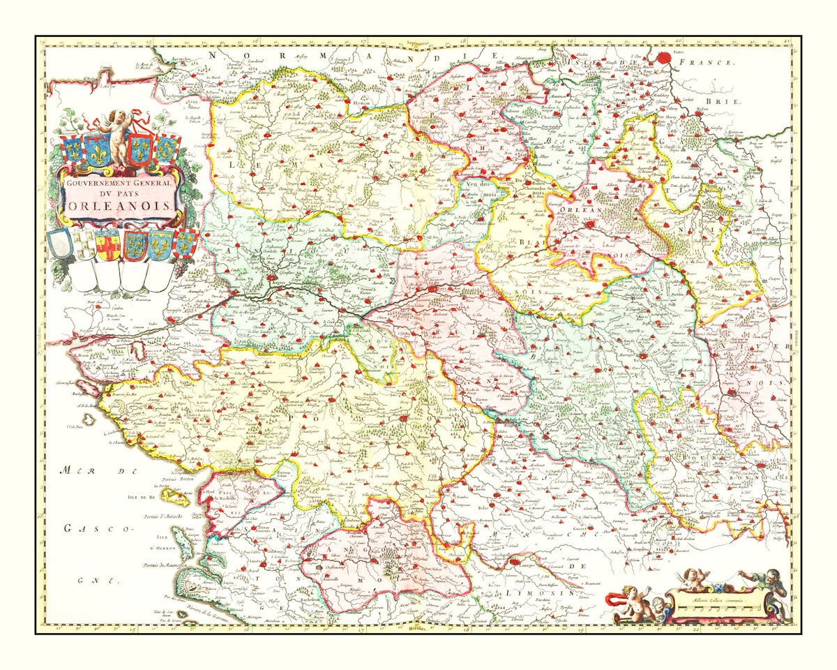Preview of Vintage Map of Orléanais, France 1665