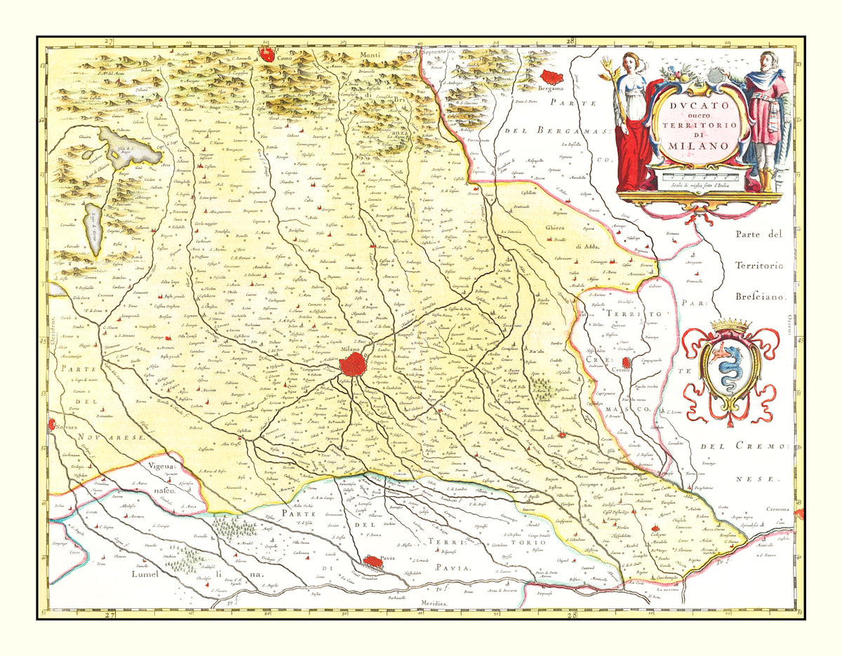 Preview of Vintage Map of the Milan Region in Italy 1665