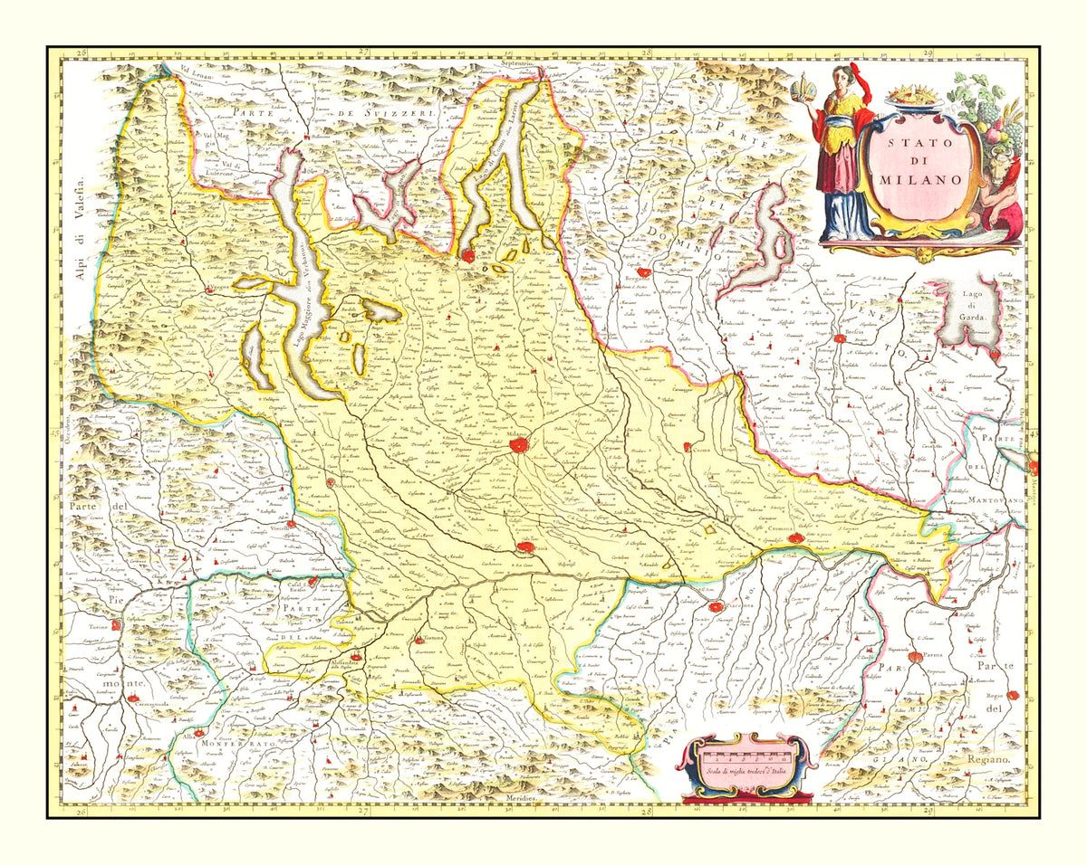 Preview of Vintage Map of Milan, Italy 1665