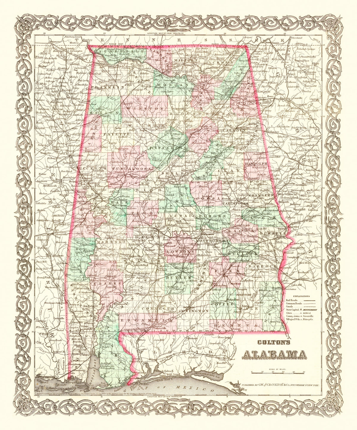 Preview of Vintage Map of Alabama 1871