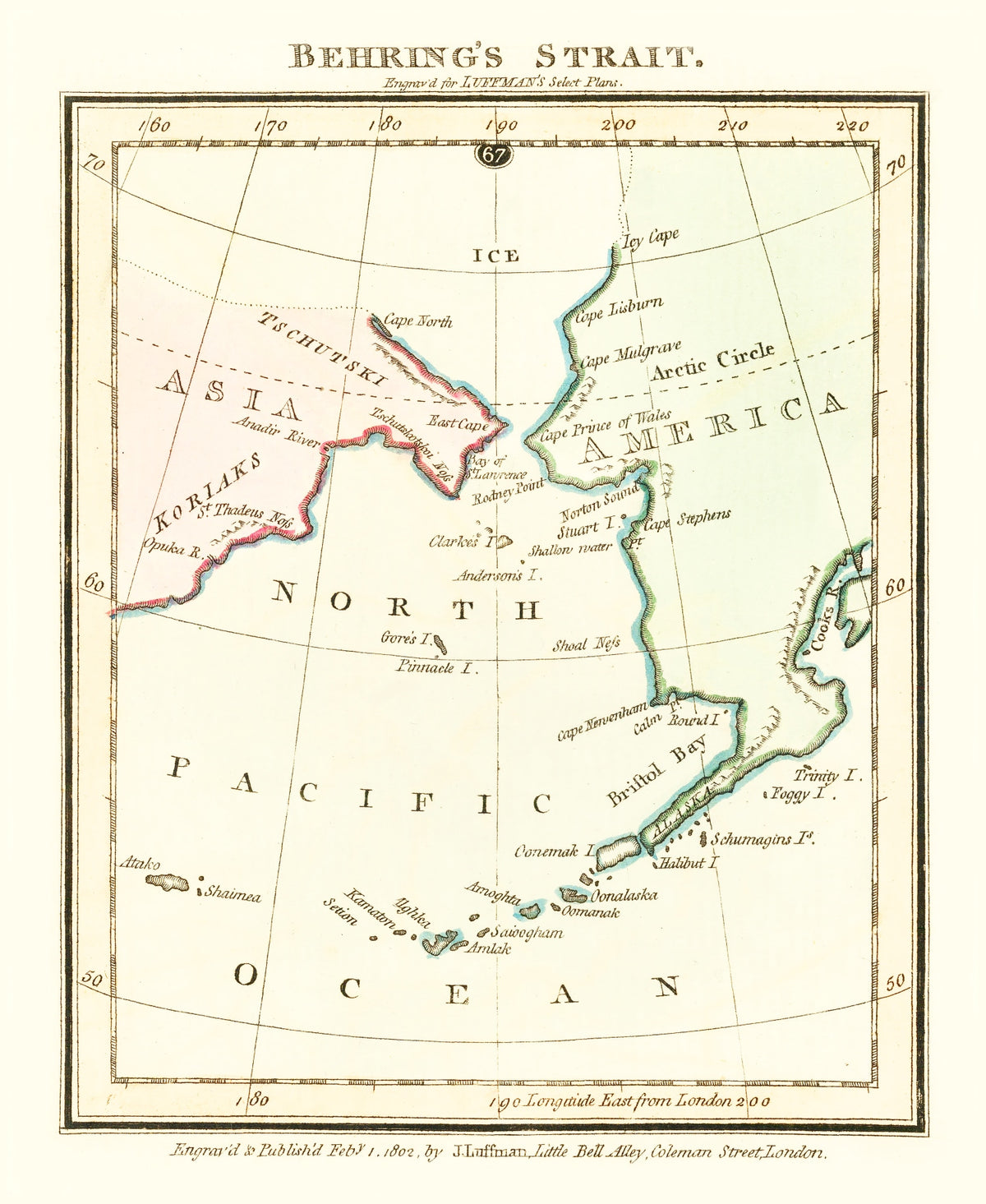 Preview of Vintage Map of Behring's Strait 1802