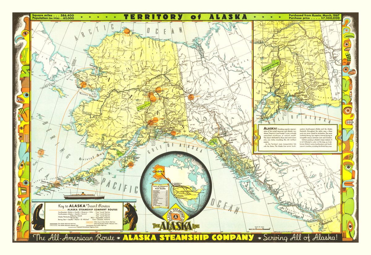 Preview of Vintage Map of Alaska 1936