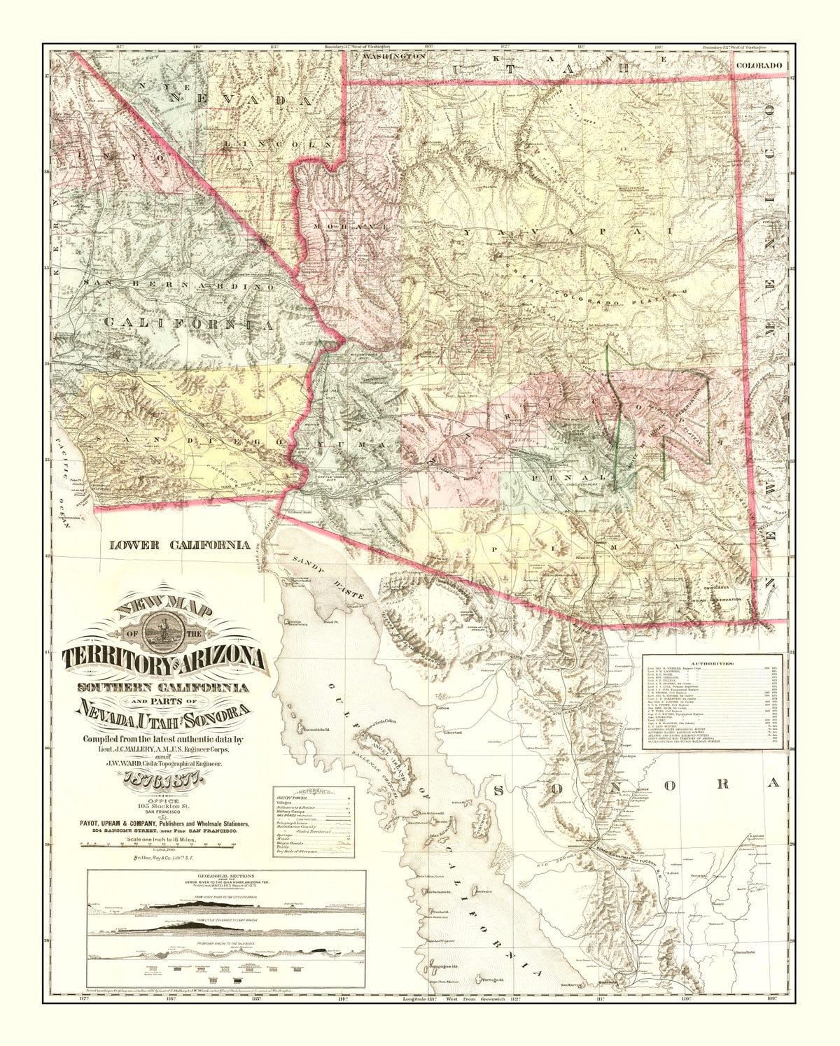 Preview of Vintage Map of Arizona 1877