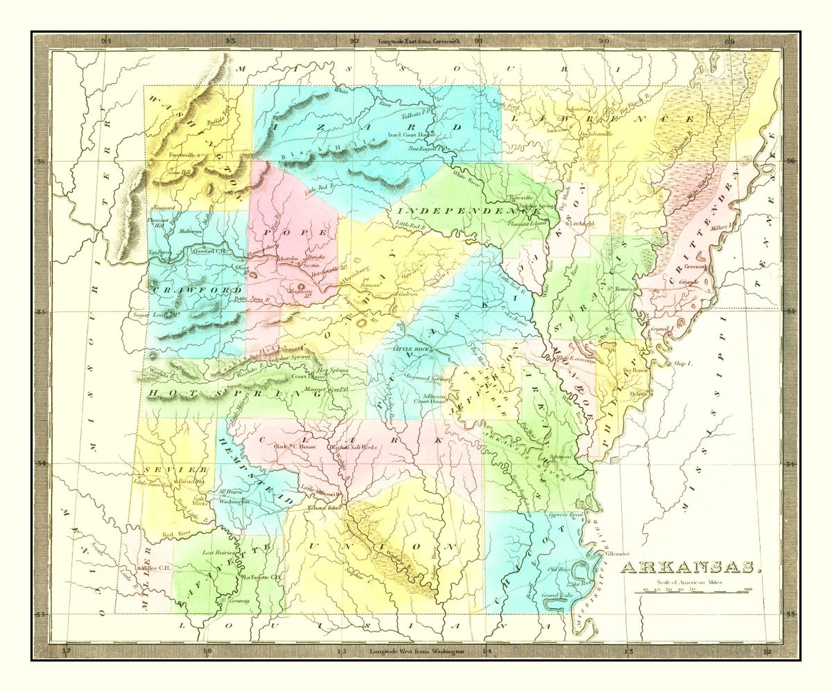 Preview of Vintage Map of Arkansas 1836