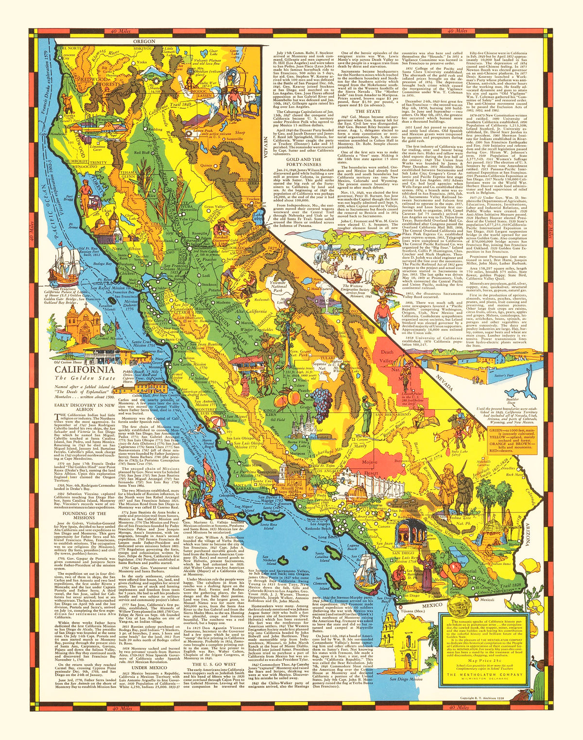 Preview of Vintage Pictorial Map of California 1938
