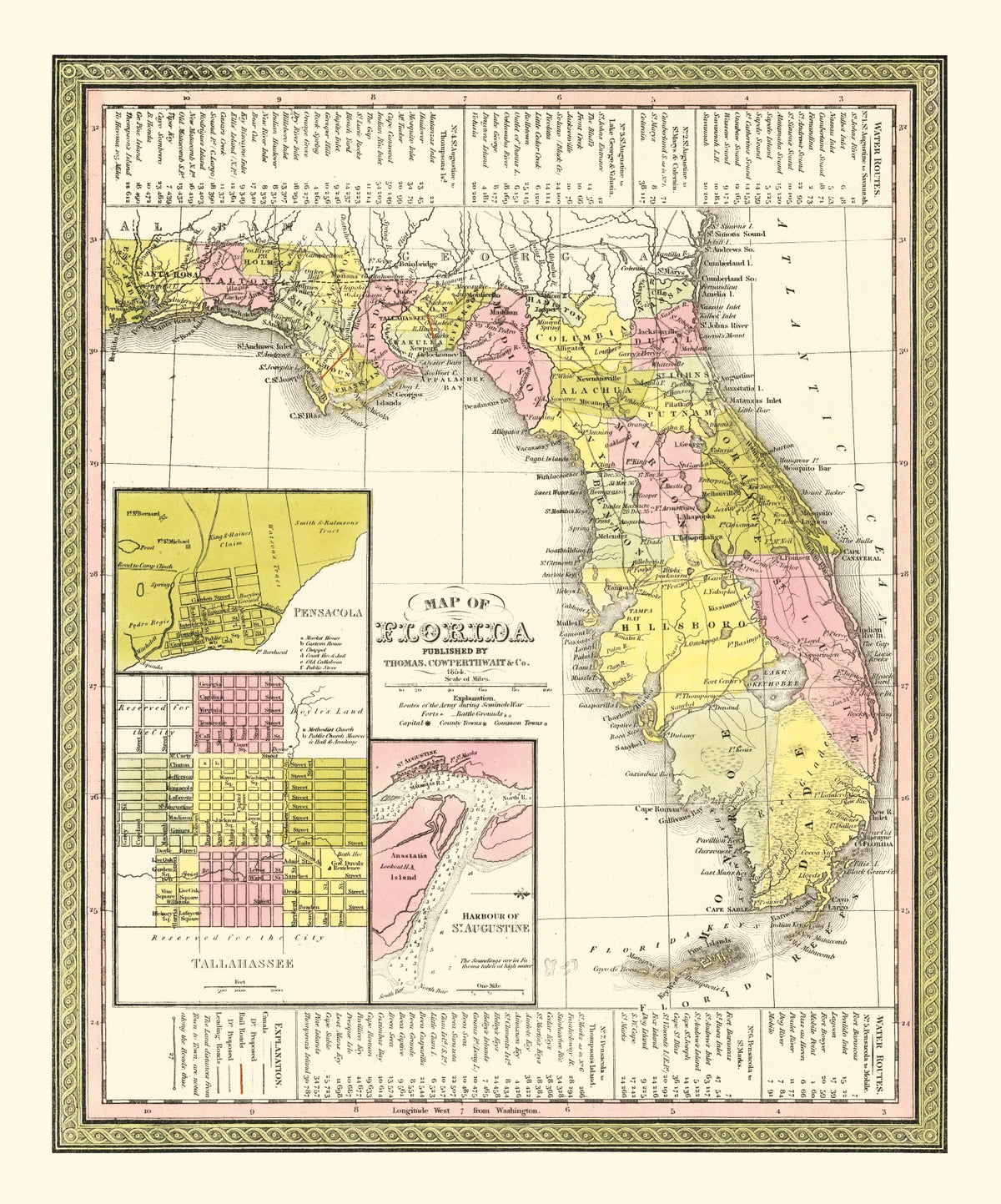 Preview of Vintage Map of Florida 1854