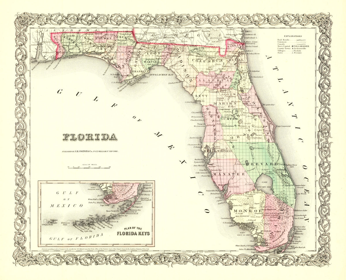 Preview of Vintage Map of Florida 1855