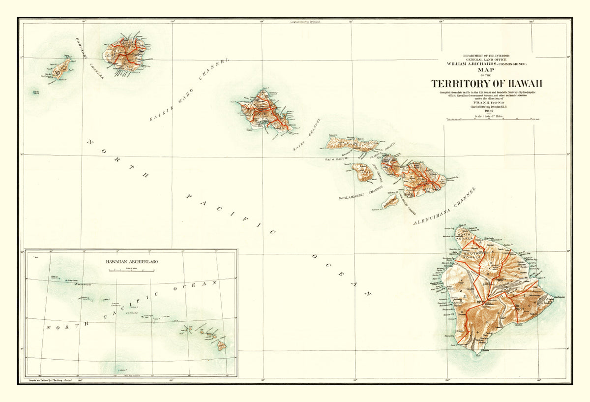 Preview of Vintage Map of Hawaii 1904