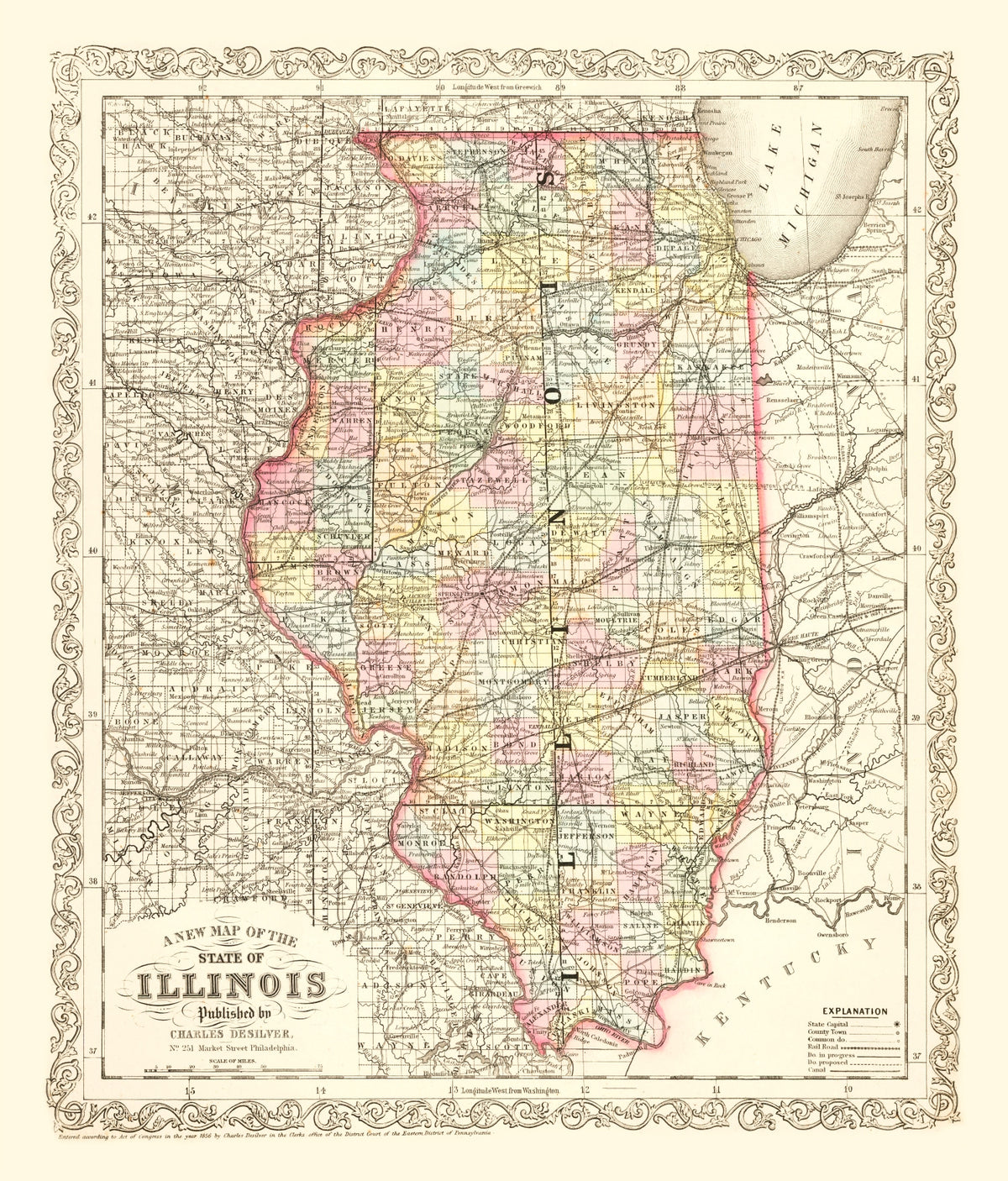 Preview of Vintage Map of Illinois 1857