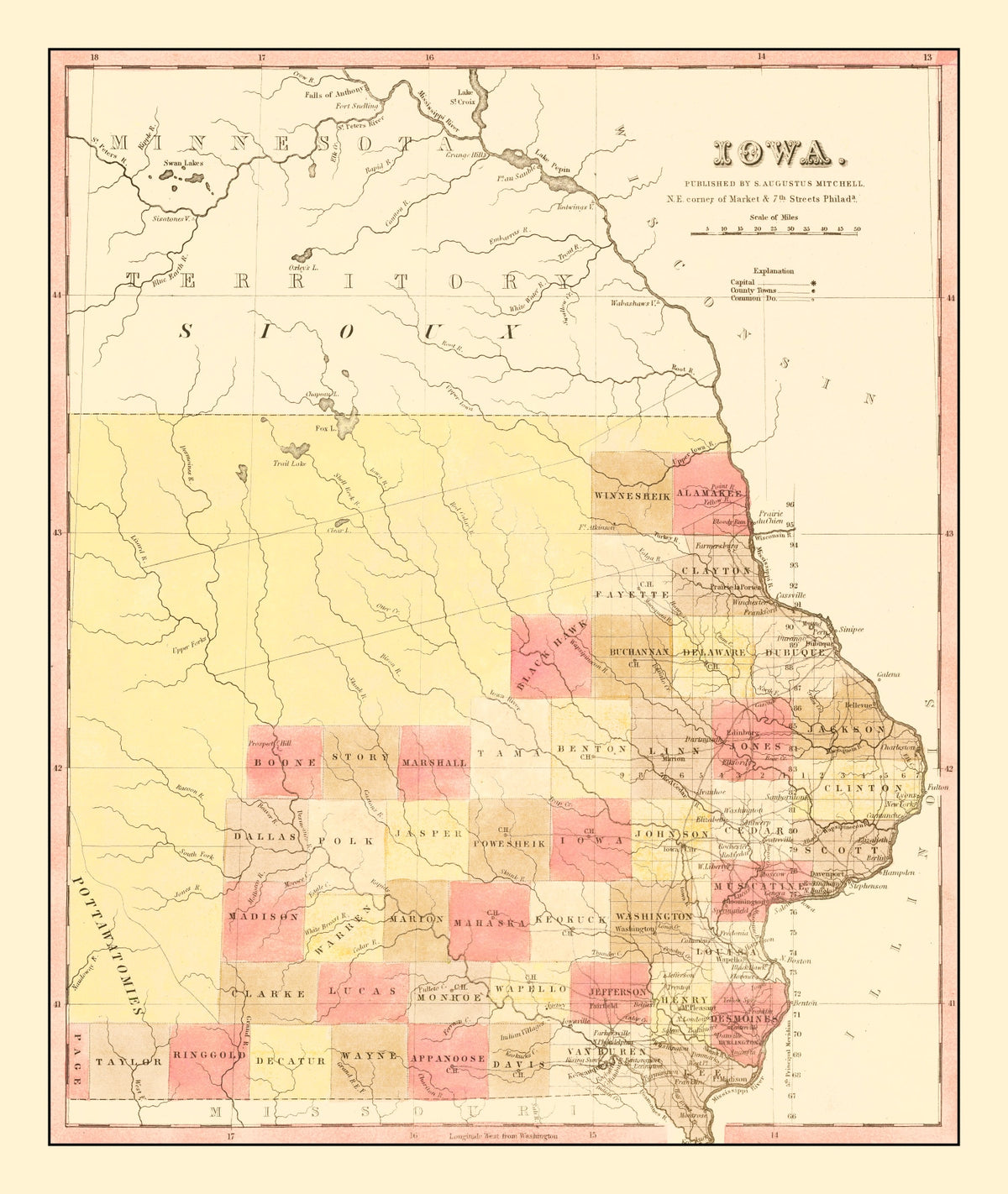 Preview of Vintage Map of Iowa 1849