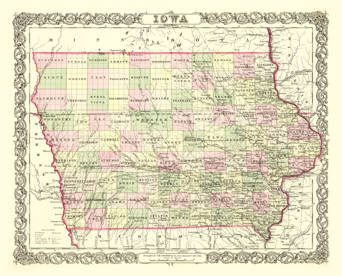 Preview of Vintage Map of Iowa 1856