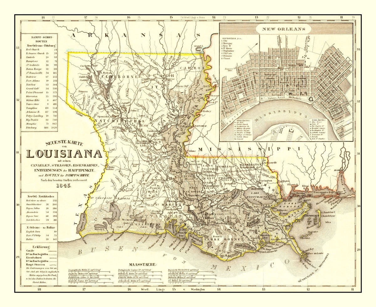 Preview of Vintage Map of Louisiana 1845