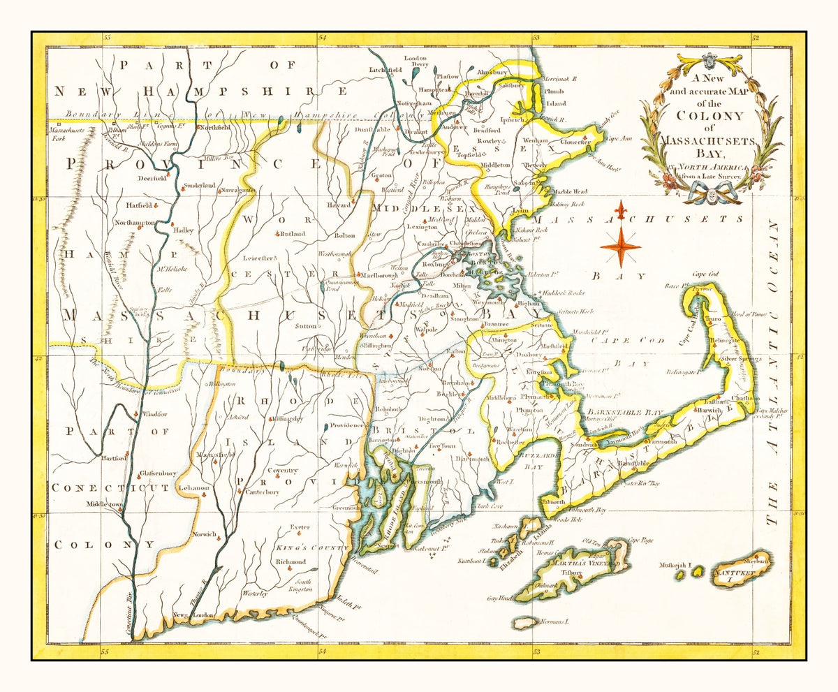 Preview of Vintage Map of Massachusetts 1780