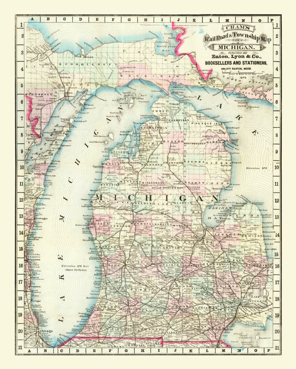 Preview of Vintage Railroad Map of Michigan 1879