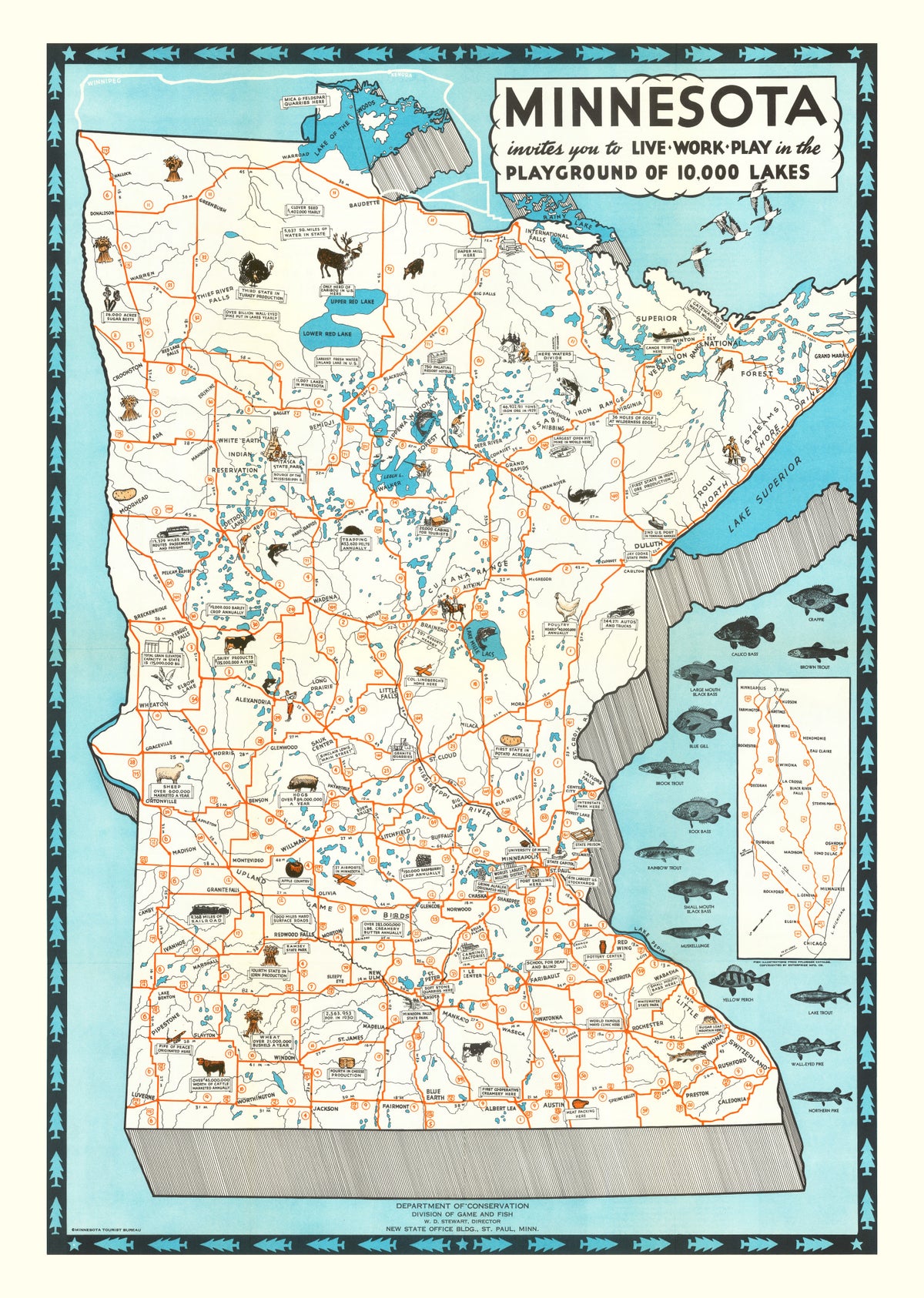 Preview of Vintage Pictorial Map of Minnesota 1935