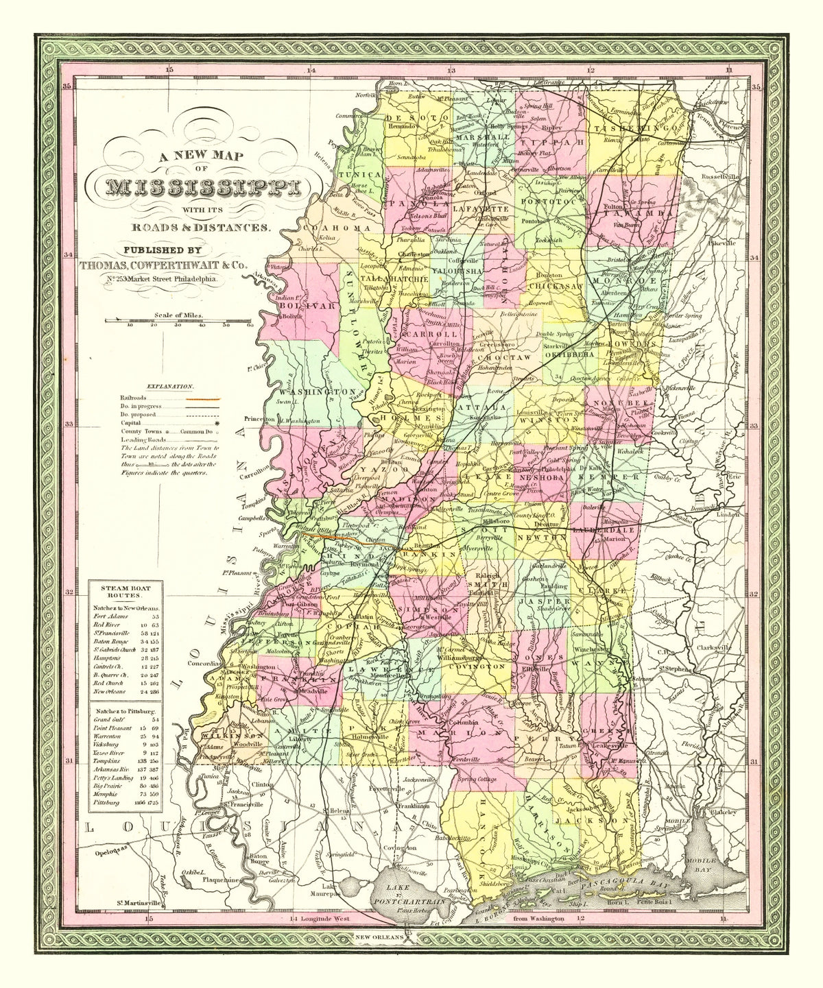 Preview of Vintage Map of Mississippi 1854