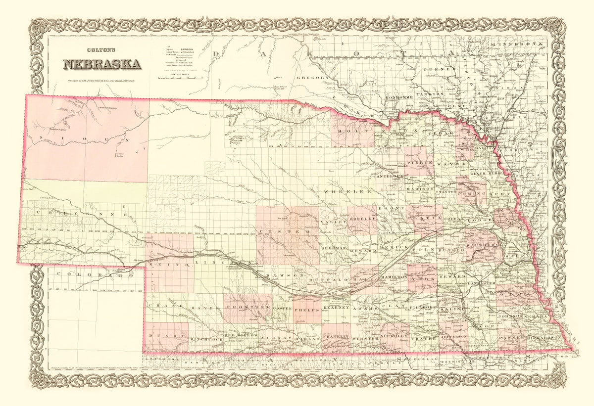 Preview of Vintage Map of Nebraska 1867