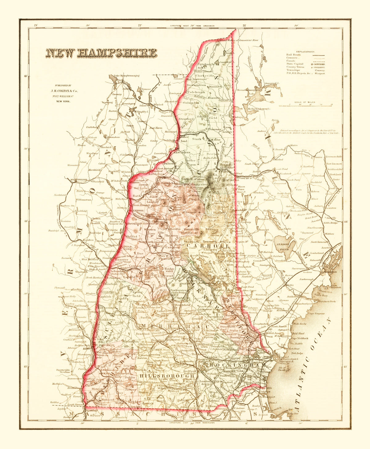 Preview of Vintage Map of New Hampshire 1858