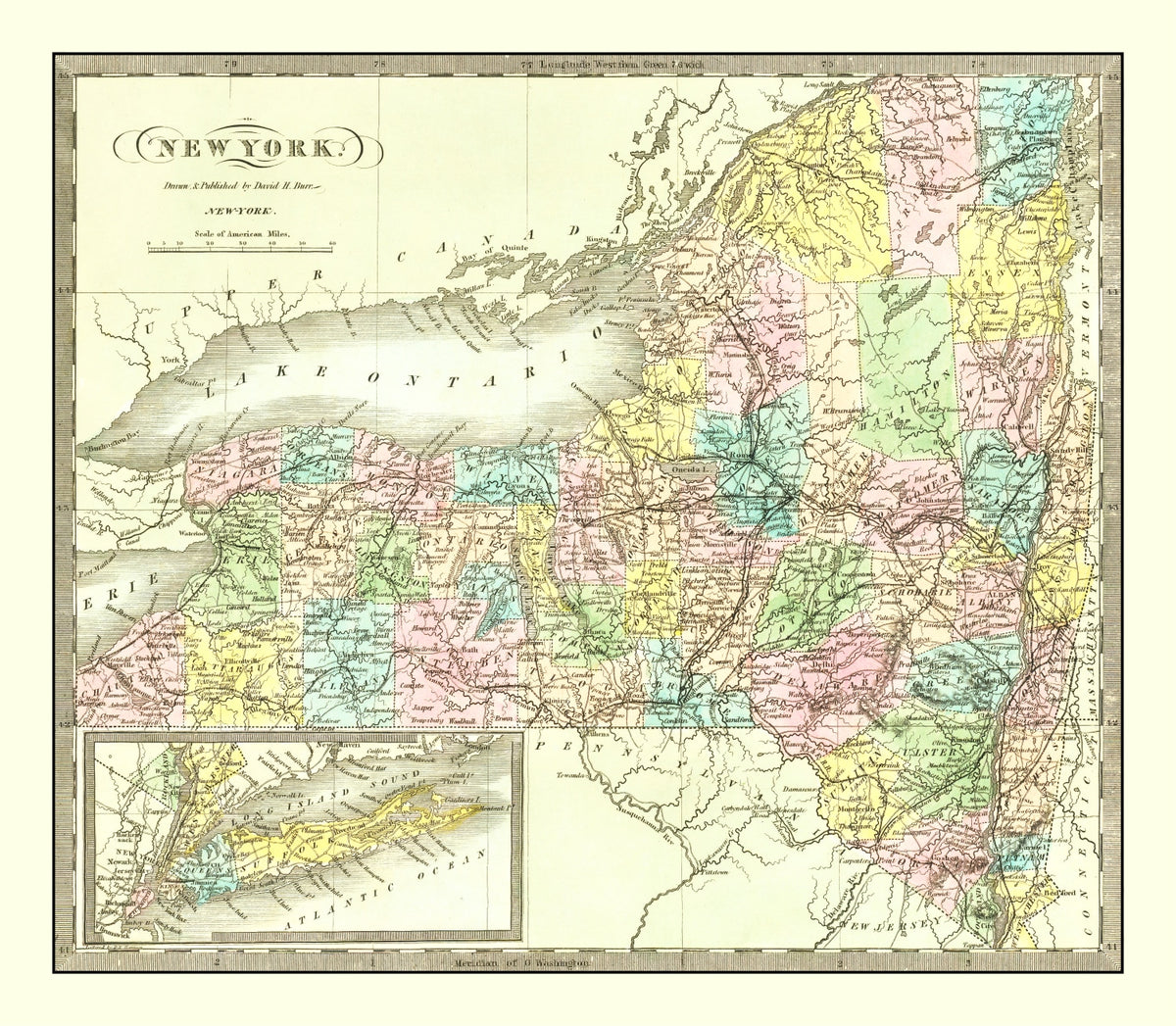 Preview of Vintage Map of New York 1836