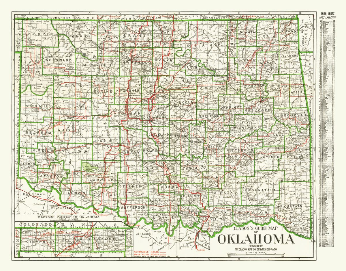 Preview of Vintage Map of Oklahoma 1915