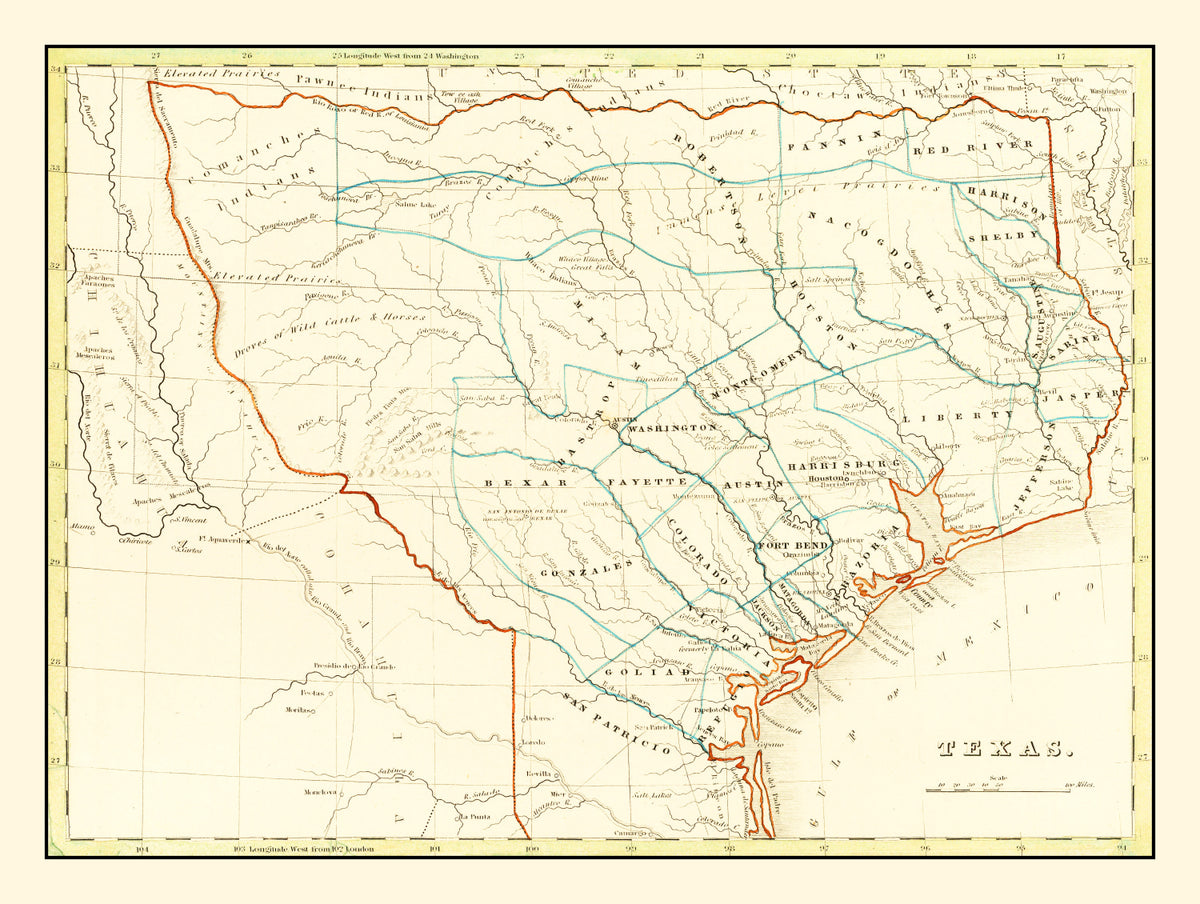 Preview of Vintage Map of Texas 1835