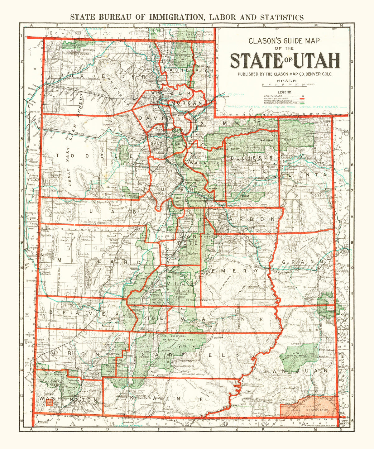 Preview of Vintage Map of Utah 1916