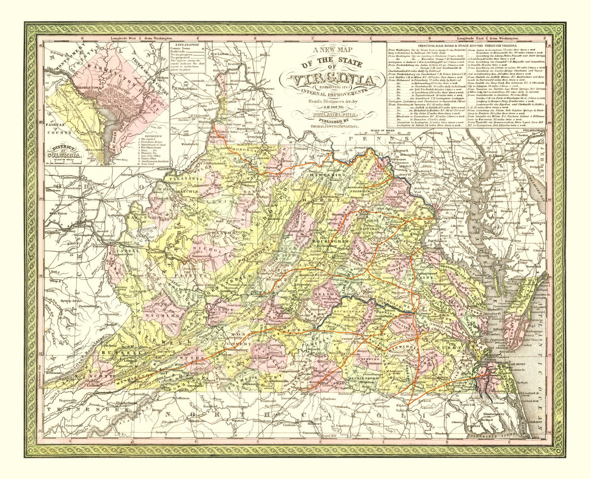 Preview of Vintage Map of Virginia 1854