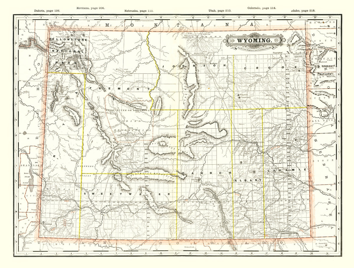 Preview of Vintage Map of Wyoming 1884