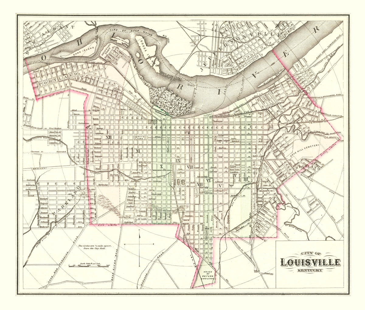 Preview of Vintage Map of Louisville, Kentucky 1875