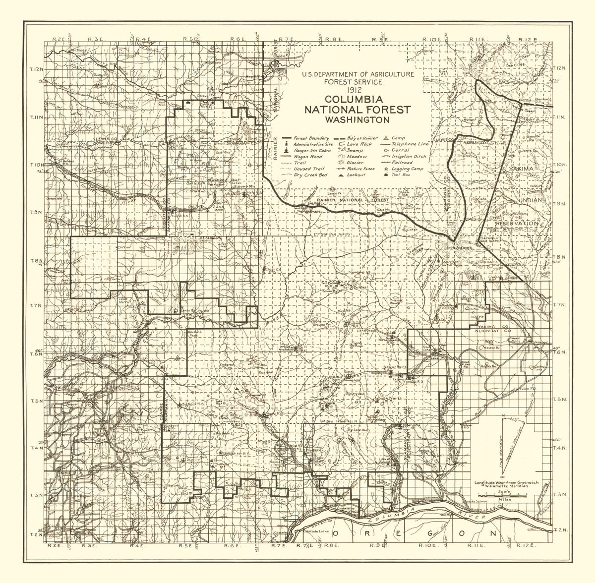 Preview of Vintage Columbia National Forest Map 1913