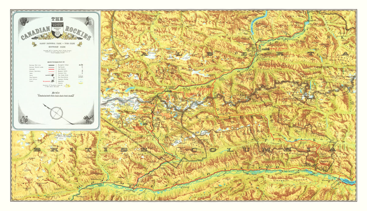 Preview of Vintage Map of the Canadian Rockies 1930