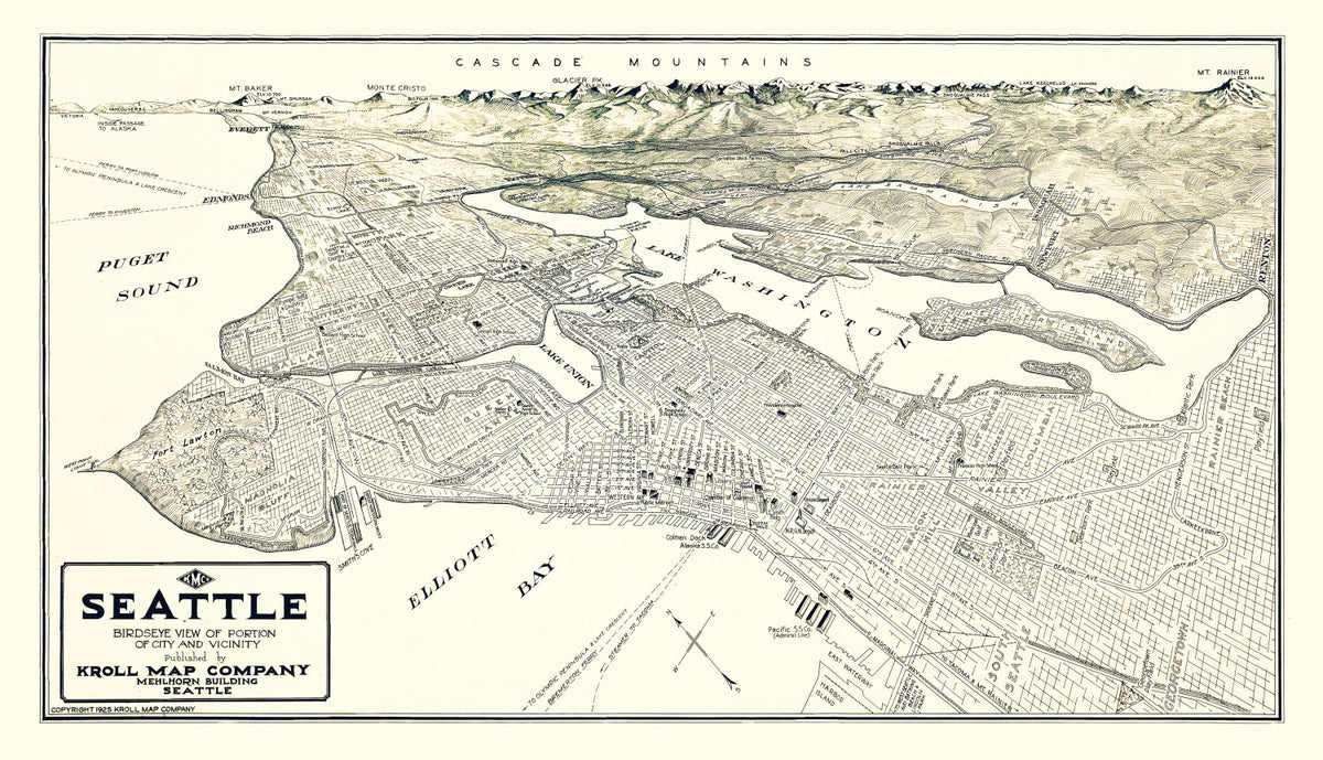 Preview of Vintage Map of Seattle, Washington 1925