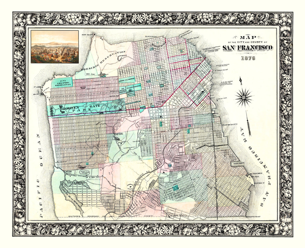 Preview of Vintage Map of San Francisco, California 1876